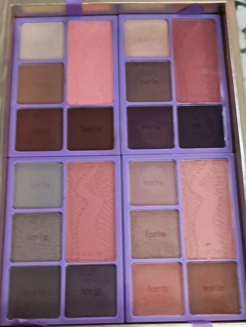 Tarte Eyeshadow Case With Nuetral Eyeshadows, Blush, And Lip Glosses